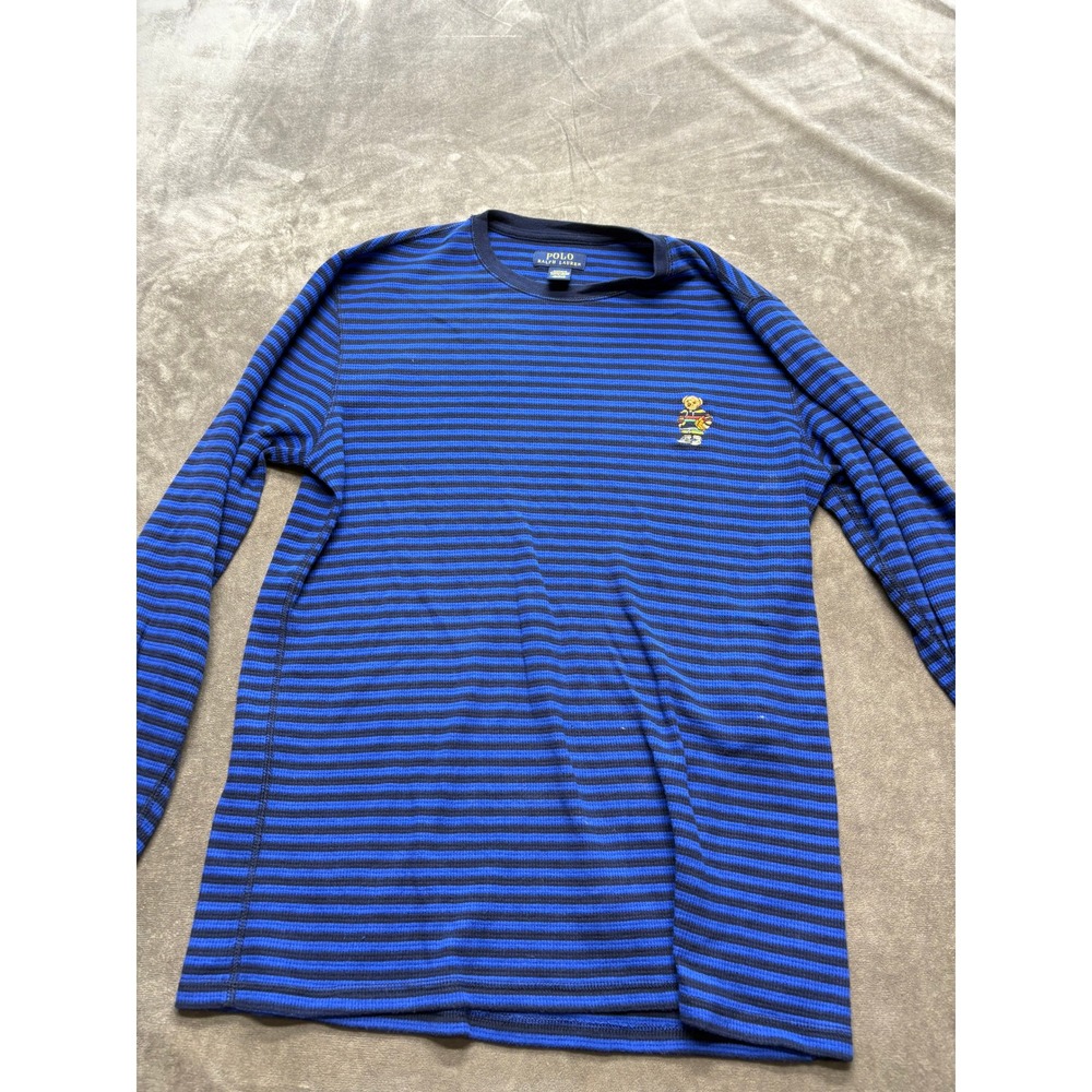 Polo Ralph Lauren Mens‎ Long Sleeve Striped Thermal Shirt Polo Bear Size M
